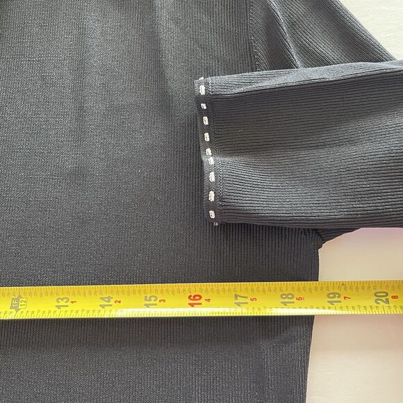 NWOT Venini Belted Long Sleeve Long Cardigan Womens SZ Medium Black Button Down - Picture 9 of 12